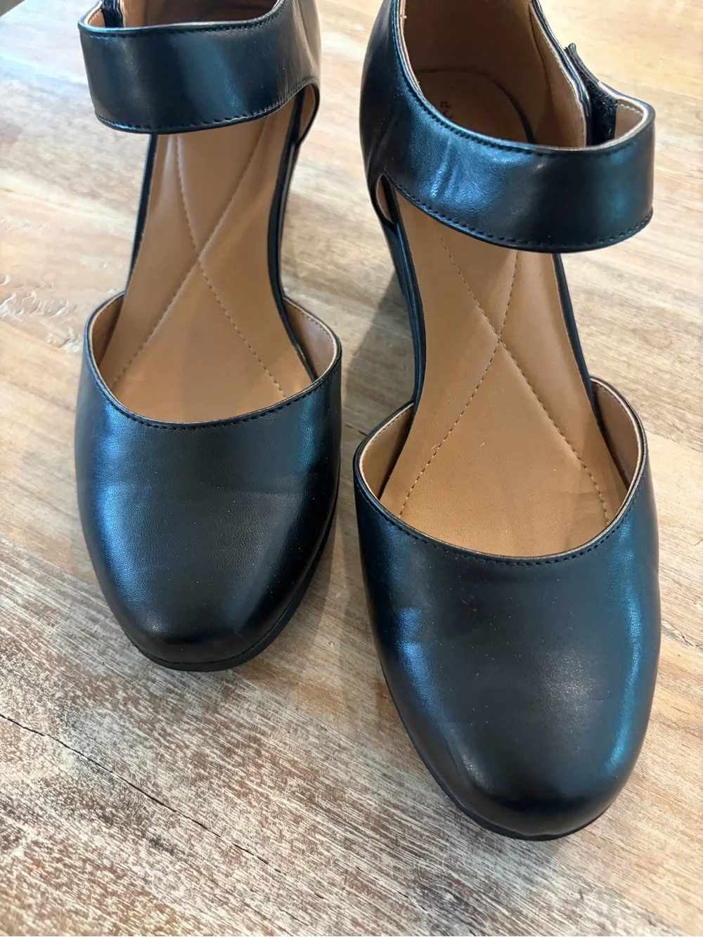 Easy Spirit Casity Mary Jane Pumps Black Size 8.5M Chunky Heel Comfort Strap